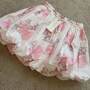 LoveShackFancy Cheyenne Skirt, Sz P, pink, NWT